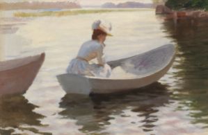 Dam i båt 1886 - Albert Edelfelt